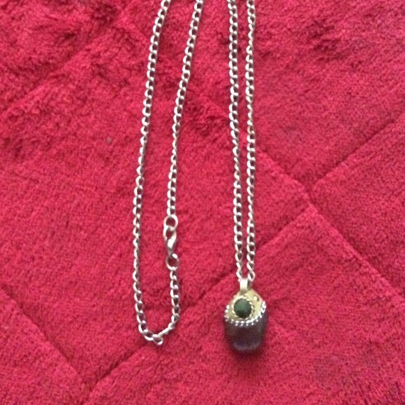 Vintage Carnelian & Green Labradorite Gemstone Pendant - Picture 1 of 3